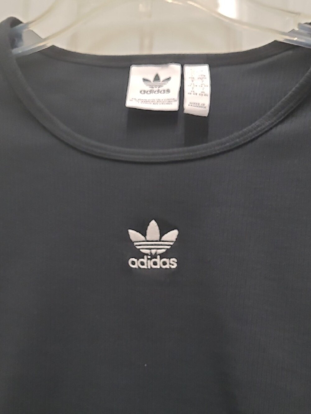 adidas Black Long Sleeve Crop Top & Black Flare Leggings Set - Picture 4 of 8